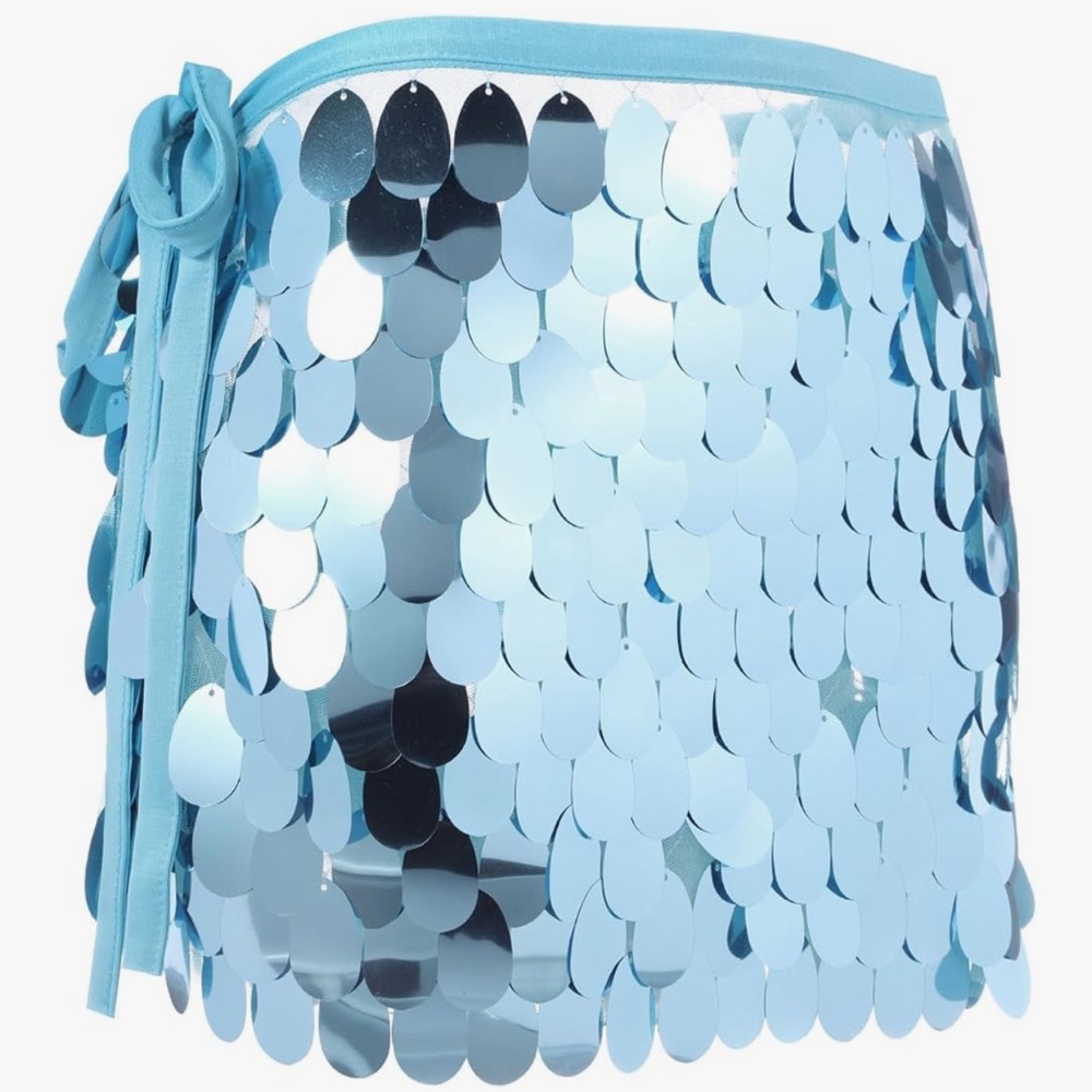Amazon Blue Sequin Mini Skirt